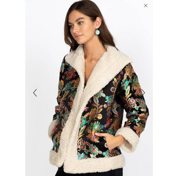 Johnny Was Sofie Jacquard Coat Womens Size Medium Embroidered Sequin Asian Tiger - Picture 3 of 10